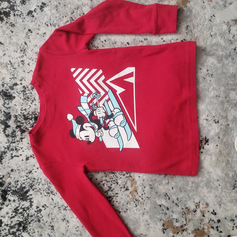 DISNEY Mickey Mouse Skiing Thermal Shirt Size 4